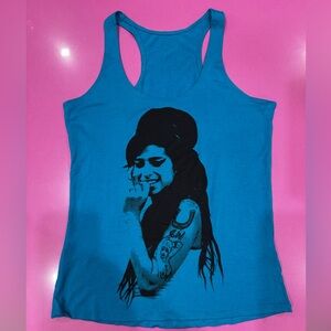 Aqua Blue Graphic Tank Top Amy Winehouse NWOT
